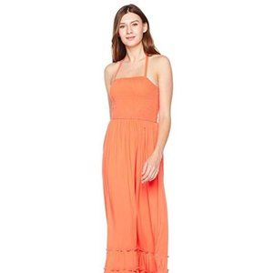 Plumberry Sexy Ruffle Halter Summer Lace Up High Waist Long Maxi Dress